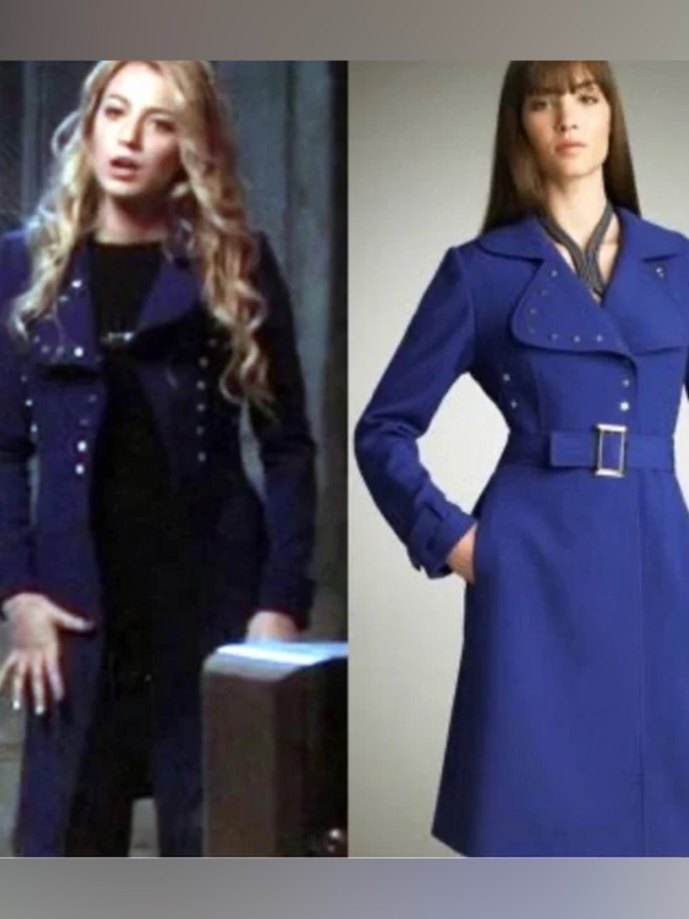 Elie Tahari Royal Blue Studded Belted Trench Coat S